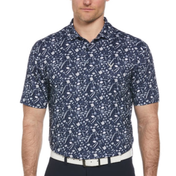 NWT - Callaway Men's All Over Tropical Print Polo Shirt - Picture 6 of 6